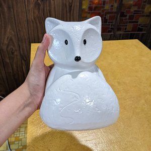 EUC 9" White Ceramic Fox Decor